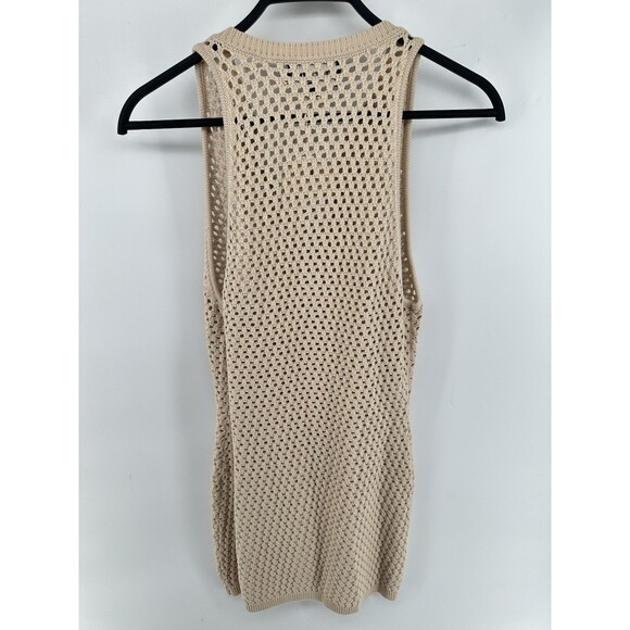 SER.O.YA Womens Crochet Vest Cream Beige Size M Tilli Knit Sleeveless Button Up - Picture 2 of 9